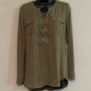 NYGARD Top Shirt Blouse Size S Green Long Sleeve